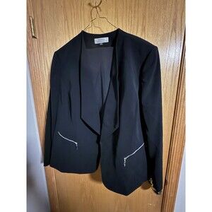 Tahari Black Shawl-Collar Zip Pocket Blazer & Pants Suit Business Career 22W
